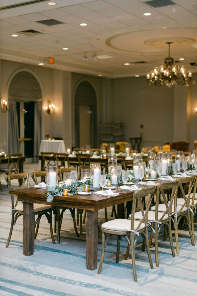 Tables set up for a Savannah Wedding. 